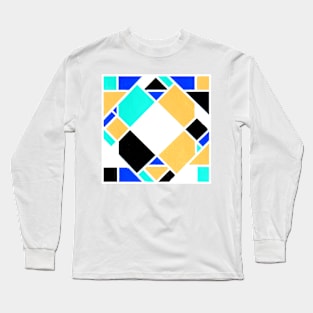 Inverted Blue Black Yellow Geometric Abstract Acrylic Painting XIV Long Sleeve T-Shirt